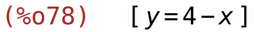 (%o78)	[y=4-x]